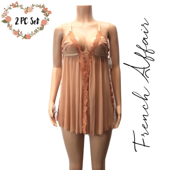 French Affair Tuscany Babydoll Nightie & Panty Set - Picture 1 of 10